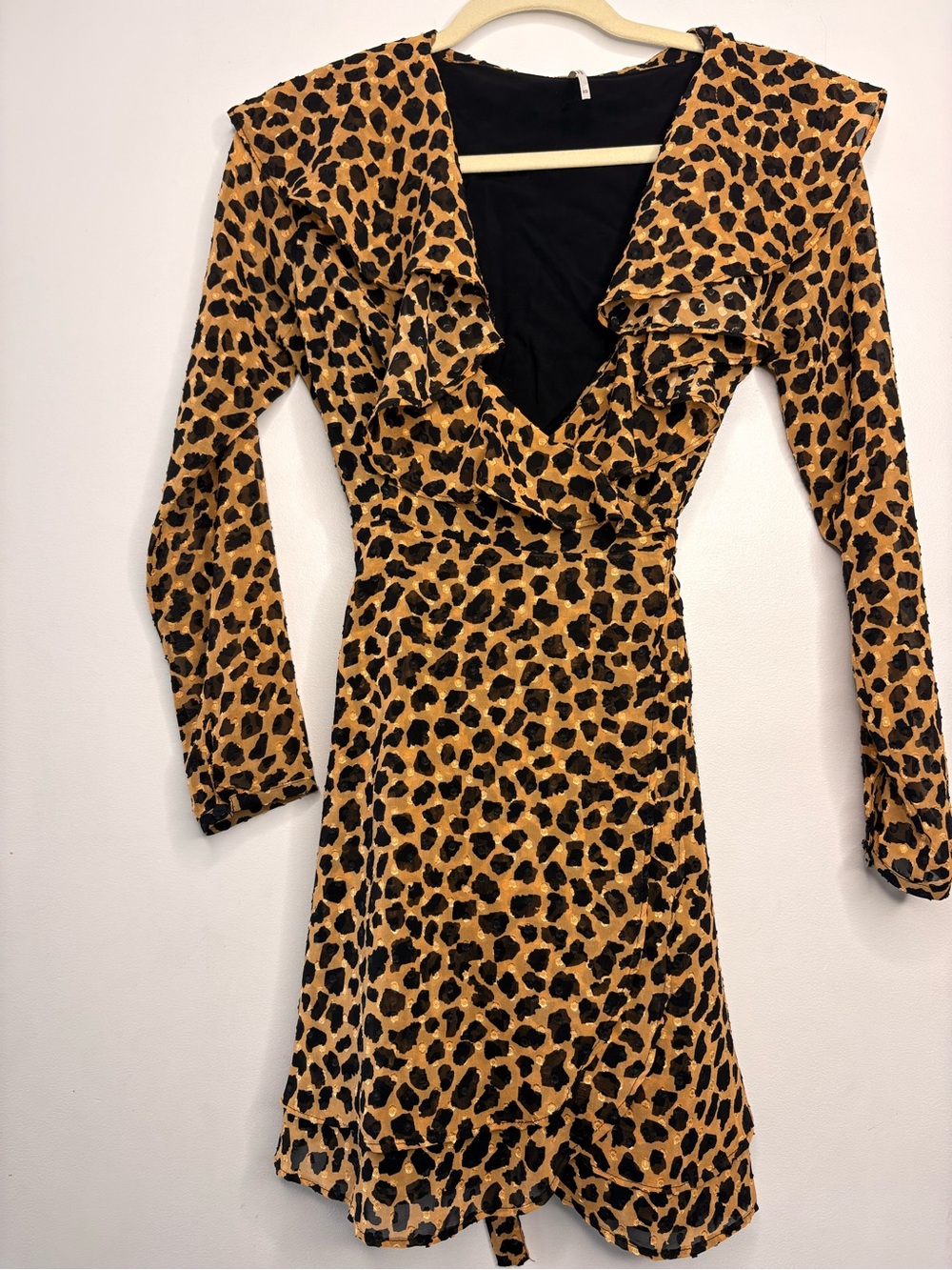 Free People Leopard Print Long Sleeve Dress - Mustard/Black